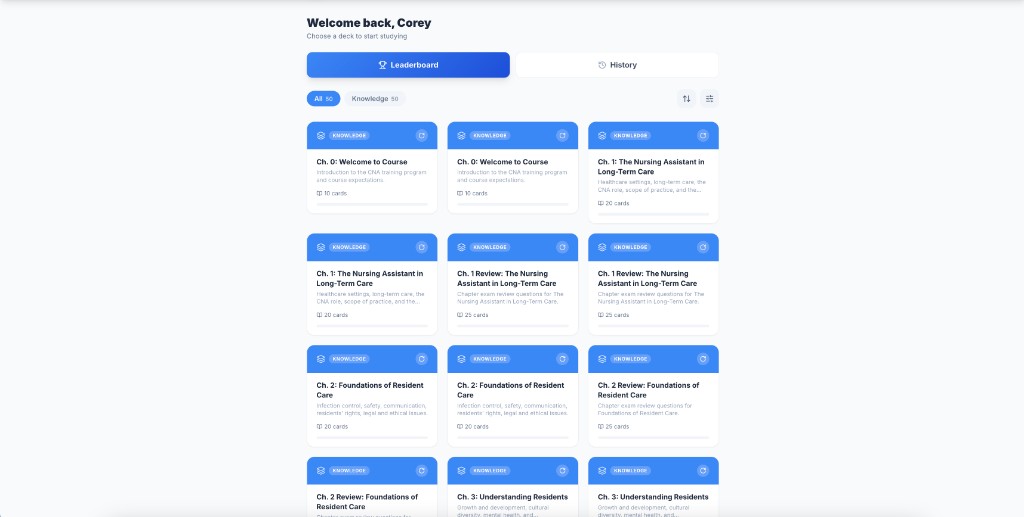 Flashcard deck catalog
