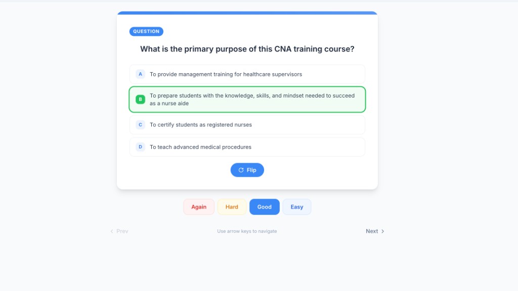 Flashcard question interface